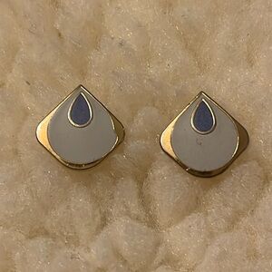 Samuel Huang Purple, Cream, & Gold Earrings